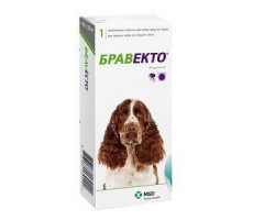 БРАВЕКТО ОТ БЛОХ/КЛЕЩЕЙ Д/СОБАК ЗАЩИТА НА 12 НЕДЕЛЬ 10-20КГ. 500МГ. №1 ТАБ. (ВЕТ.)
