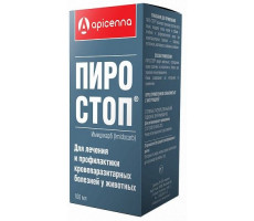 АПИЦЕННА ПИРО-СТОП 100МЛ. №1 Р-Р Д/ЛЕЧ.КРОВЕПАРАЗИТАРН.ЗАБОЛЕВ. Д/СОБАК/СХЖ ФЛ. (ВЕТ.) [APICENNA]