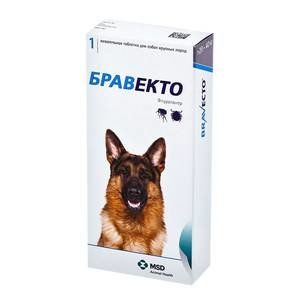 БРАВЕКТО ОТ БЛОХ/КЛЕЩЕЙ Д/СОБАК ЗАЩИТА НА 12 НЕДЕЛЬ 20-40КГ. 1000МГ. №1 ТАБ. (ВЕТ.) БРАВЕКТО ОТ БЛОХ/КЛЕЩЕЙ Д/СОБАК ЗАЩИТА НА 12 НЕДЕЛЬ 20-40КГ. 1000МГ. №1 ТАБ. (ВЕТ.)