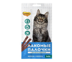 МНЯМС ЛАКОМЫЕ ПАЛОЧКИ Д/КОШЕК 13,5СМ. ФОРЕЛЬ+ЛОСОСЬ 5Г. №3 (ВЕТ.)