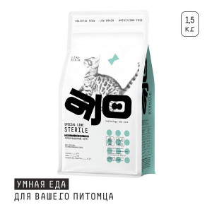 АДЖО STERILE КОРМ Д/АКТИВН. СТЕРИЛ. КОШЕК 1,5КГ. (ВЕТ.) [AJO]