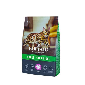МР.БАФФАЛО STERILIZED КОРМ СУХ. Д/КОШЕК ИНДЕЙКА 400Г. (ВЕТ.) [MR.BUFFALO]