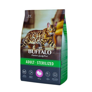 МР.БАФФАЛО STERILIZED КОРМ СУХ. Д/КОШЕК ИНДЕЙКА 10КГ. (ВЕТ.) [MR.BUFFALO]