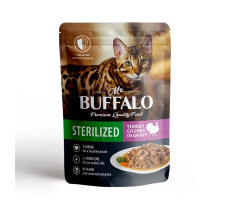 МР.БАФФАЛО STERILIZED КОРМ Д/КОШЕК ИНДЕЙКА В СОУСЕ 85Г. ПАУЧ (ВЕТ.) [MR.BUFFALO]