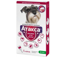 АТАКСА КАПЛИ НА ХОЛКУ Д/СОБАК 10-25КГ. 2,5МЛ. №1 ПИПЕТКА (ВЕТ.)