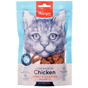 ВЕНПИ КЭТ ЛАКОМСТВО Д/КОШЕК СЕРДЕЧКИ КУРИЦА+ТРЕСКА 80Г. (ВЕТ.) [WANPY CAT]