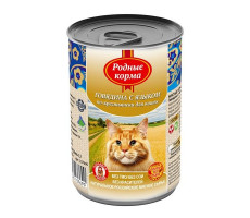 РОДНЫЕ КОРМА КОНСЕРВА Д/КОШЕК ГОВЯДИНА+ЯЗЫК ПО-КРЕСТЬЯНСКИ 410Г. Б/КРЫШКИ (ВЕТ.)