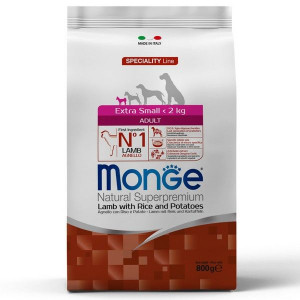 МОНЖЕ ДОГ SPECIALITY LINE КОРМ СУХ. Д/ВЗР.СОБАК МИНИАТЮРН.ПОРОД EXTRA SMALL ЯГНЕНОК+РИС+КАРТОФЕЛЬ 800Г. (ВЕТ.) [MONGE DOG]