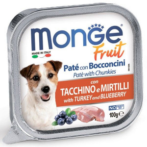 МОНЖЕ ДОГ FRUIT ВЛАЖН.КОРМ Д/СОБАК ИНДЕЙКА+ЧЕРНИКА 100Г. (ВЕТ.) [MONGE DOG]