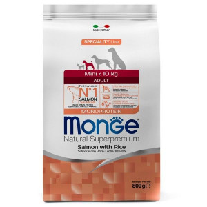 МОНЖЕ ДОГ SPECIALITY LINE MONOPROTEIN КОРМ СУХ. Д/ВЗР.СОБАК МЕЛК.ПОРОД MINI ЛОСОСЬ+РИС 800Г. (ВЕТ.) [MONGE DOG]