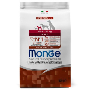 МОНЖЕ ДОГ SPECIALITY LINE MONOPROTEIN КОРМ СУХ. Д/ВЗР.СОБАК МЕЛК.ПОРОД MINI ЯГНЕНОК+РИС+КАРТОФЕЛЬ 800Г. (ВЕТ.) [MONGE DOG]