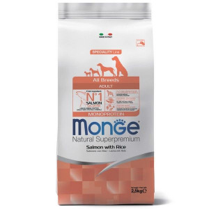 МОНЖЕ ДОГ SPECIALITY LINE MONOPROTEIN КОРМ СУХ. Д/ВЗР.СОБАК ВСЕХ ПОРОД ЛОСОСЬ+РИС 2,5КГ. (ВЕТ.) [MONGE DOG]