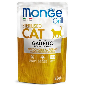 МОНЖЕ КЭТ GRILL ВЛАЖН.КОРМ Д/СТЕРИЛ.КОШЕК КУРИЦА 85Г. ПАУЧ (ВЕТ.) [MONGE CAT]