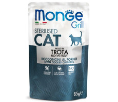 МОНЖЕ КЭТ GRILL ВЛАЖН.КОРМ Д/СТЕРИЛ.КОШЕК ФОРЕЛЬ 85Г. ПАУЧ (ВЕТ.) [MONGE CAT]