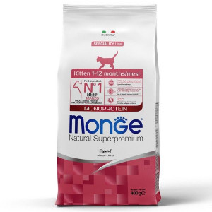МОНЖЕ КЭТ SPECIALITY LINE MONOPROTEIN КОРМ СУХ. Д/КОТЯТ,БЕРЕМ.КОШЕК ГОВЯДИНА 400Г. (ВЕТ.) [MONGE CAT]