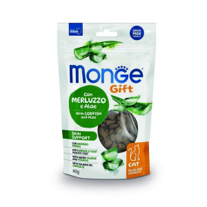 МОНЖЕ КЭТ GIFT ХРУСТ.ПОДУШЕЧКИ С НАЧИНКОЙ Д/КОШЕК Д/ЗДОРОВОЙ КОЖИ SKIN SUPPORT ТРЕСКА+АЛОЭ ВЕРА 60Г. (ВЕТ.) [MONGE CAT]