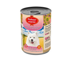 РОДНЫЕ КОРМА КОНСЕРВА Д/СОБАК ЕЛЕЦ ПТИЦА+ПОТРОШКИ В ЖЕЛЕ ПО-МОСКОВСКИ 970Г. (ВЕТ.)