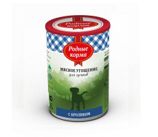 РОДНЫЕ КОРМА МЯСНОЕ УГОЩЕНИЕ Д/ЩЕНКОВ КРОЛИК 340Г. (ВЕТ.)