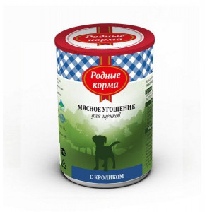 РОДНЫЕ КОРМА МЯСНОЕ УГОЩЕНИЕ Д/ЩЕНКОВ КРОЛИК 340Г. (ВЕТ.)