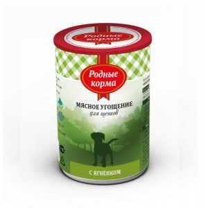 РОДНЫЕ КОРМА МЯСНОЕ УГОЩЕНИЕ Д/ЩЕНКОВ ЯГНЕНОК 340Г. (ВЕТ.)