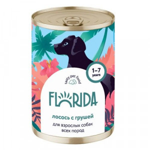ФЛОРИДА КОНСЕРВЫ Д/СОБАК ЛОСОСЬ С ГРУШЕЙ 400Г. (ВЕТ.) [FLORIDA]